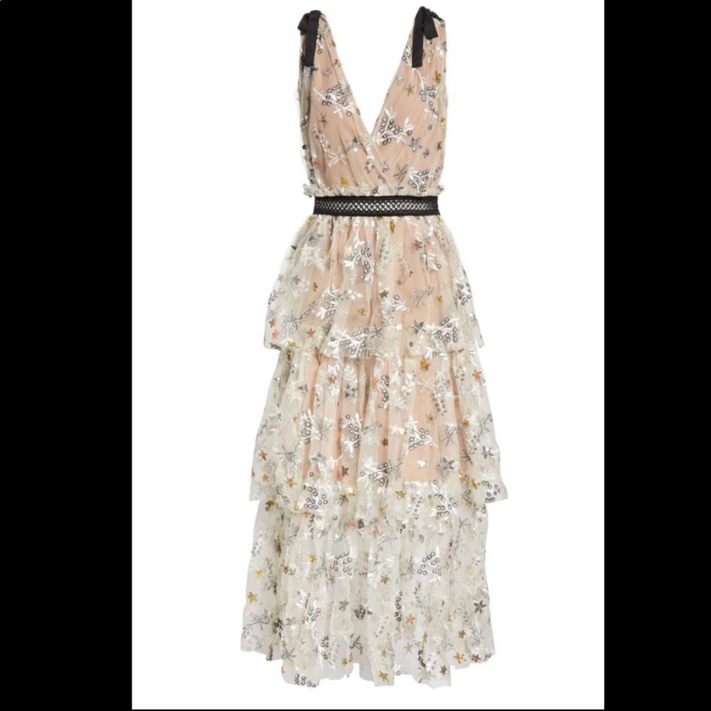 Self-Portrait Nude Star Night Out Dress - Picture 2 of 8